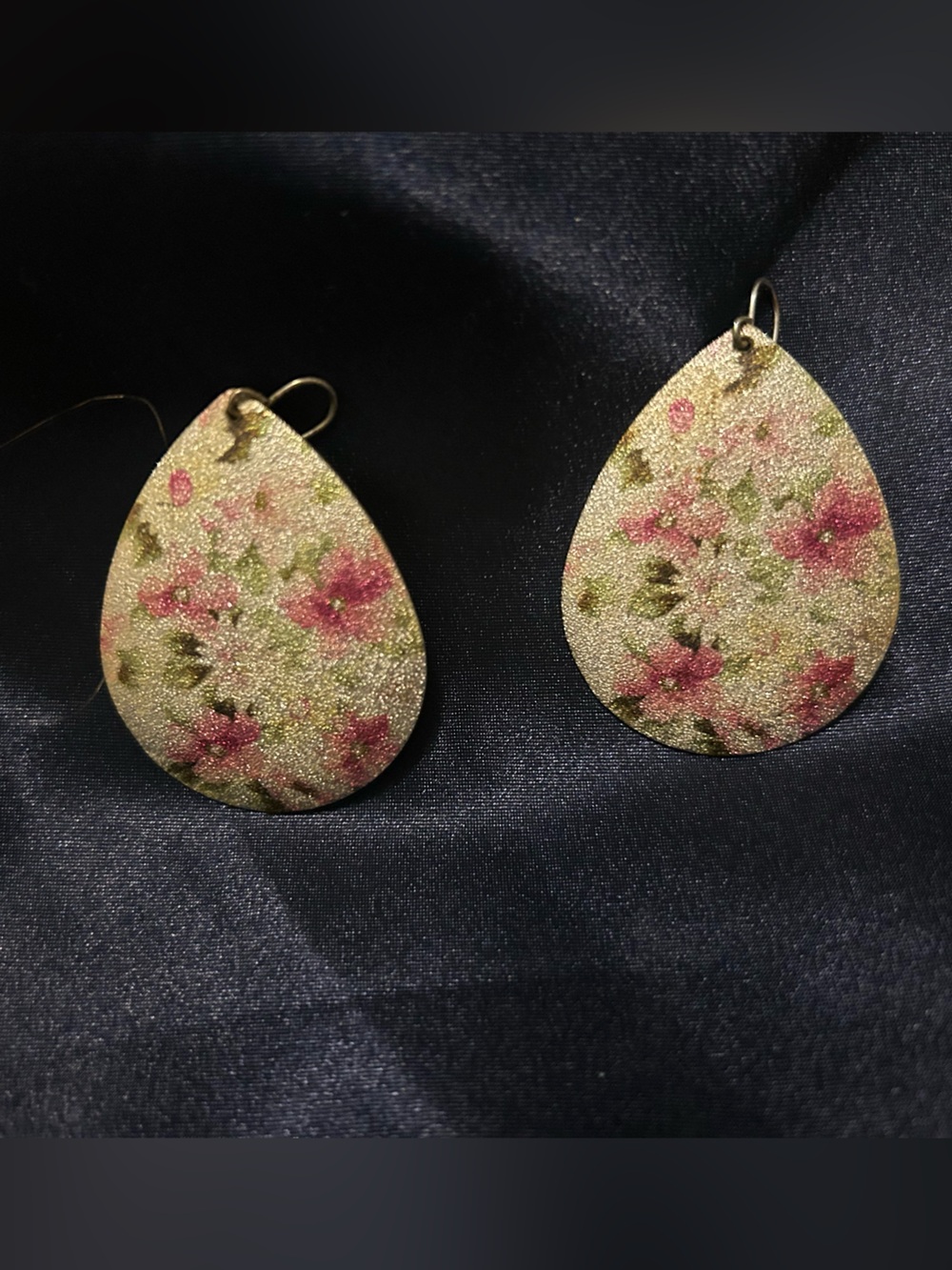 Large Floral Teardrop Dangle Earrings